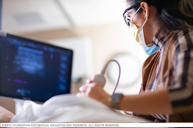 A USGI Clinic ultrasound scan of a prone patient